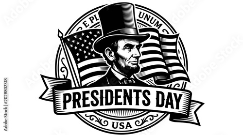 Photos Black and white illustration of Abraham Lincoln.