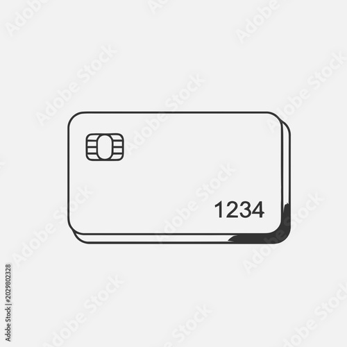 Credit card with chip and number.