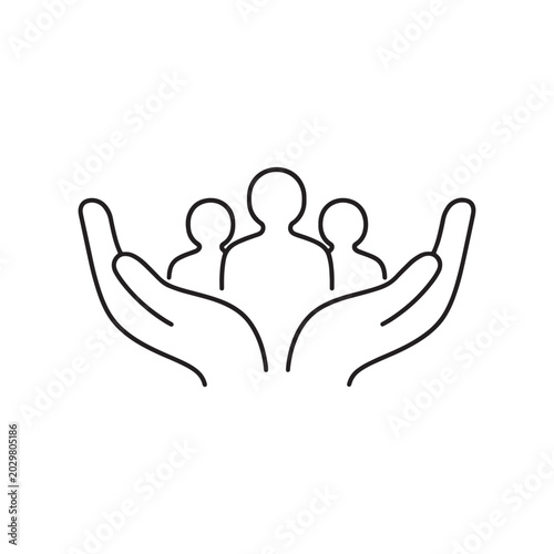 Community Care And Family Protection Line Icon Illustration On White Background