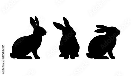 Minimal Standing Rabbit Silhouette Collection with Editable Animal Vector Design