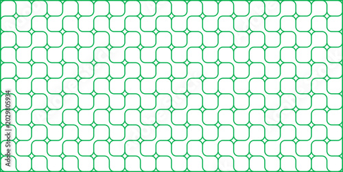 Bilde på lerret Green geometric interlocking line pattern on white background seamless vector gr