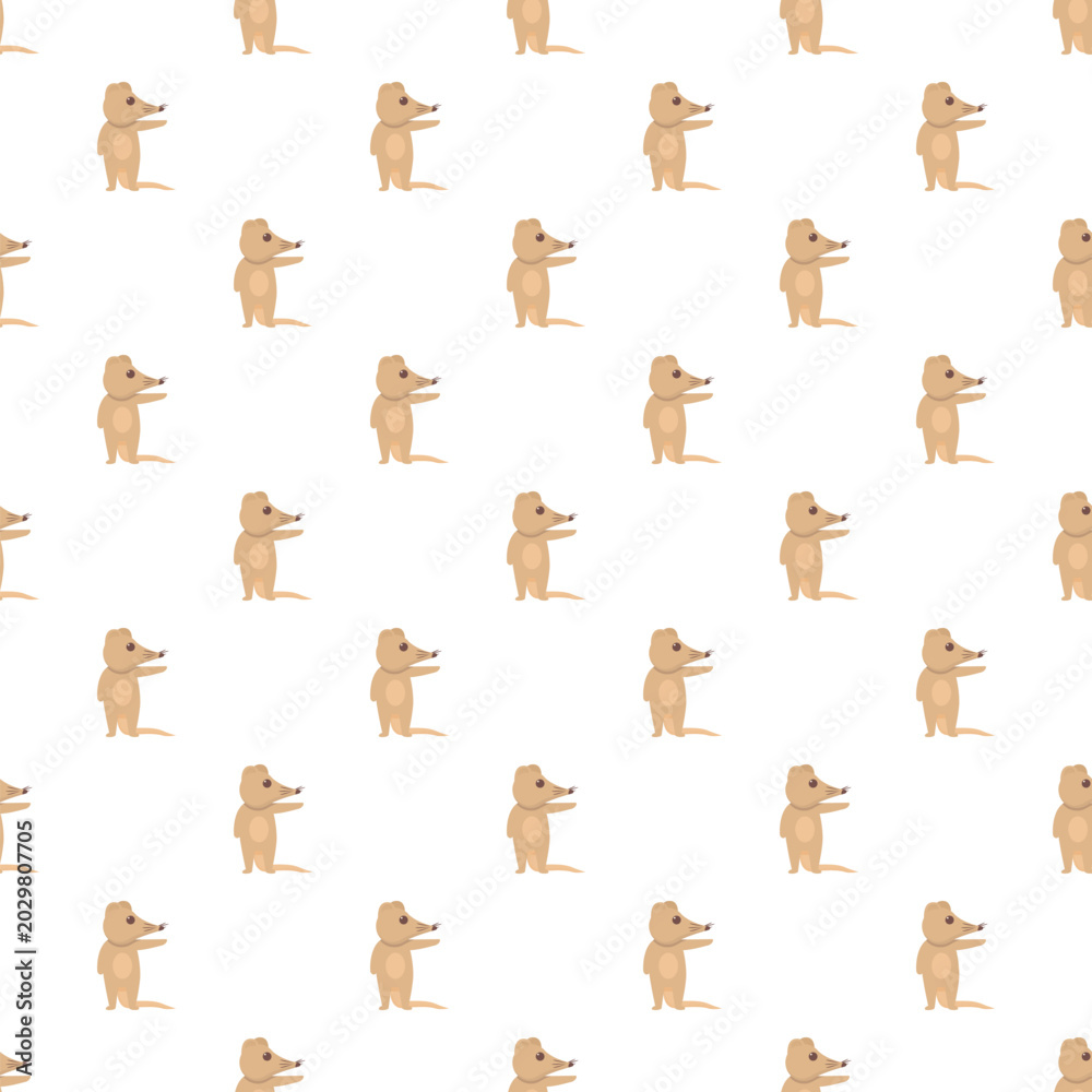 Fototapeta premium Cute meerkats standing in a seamless cartoon pattern on a white background