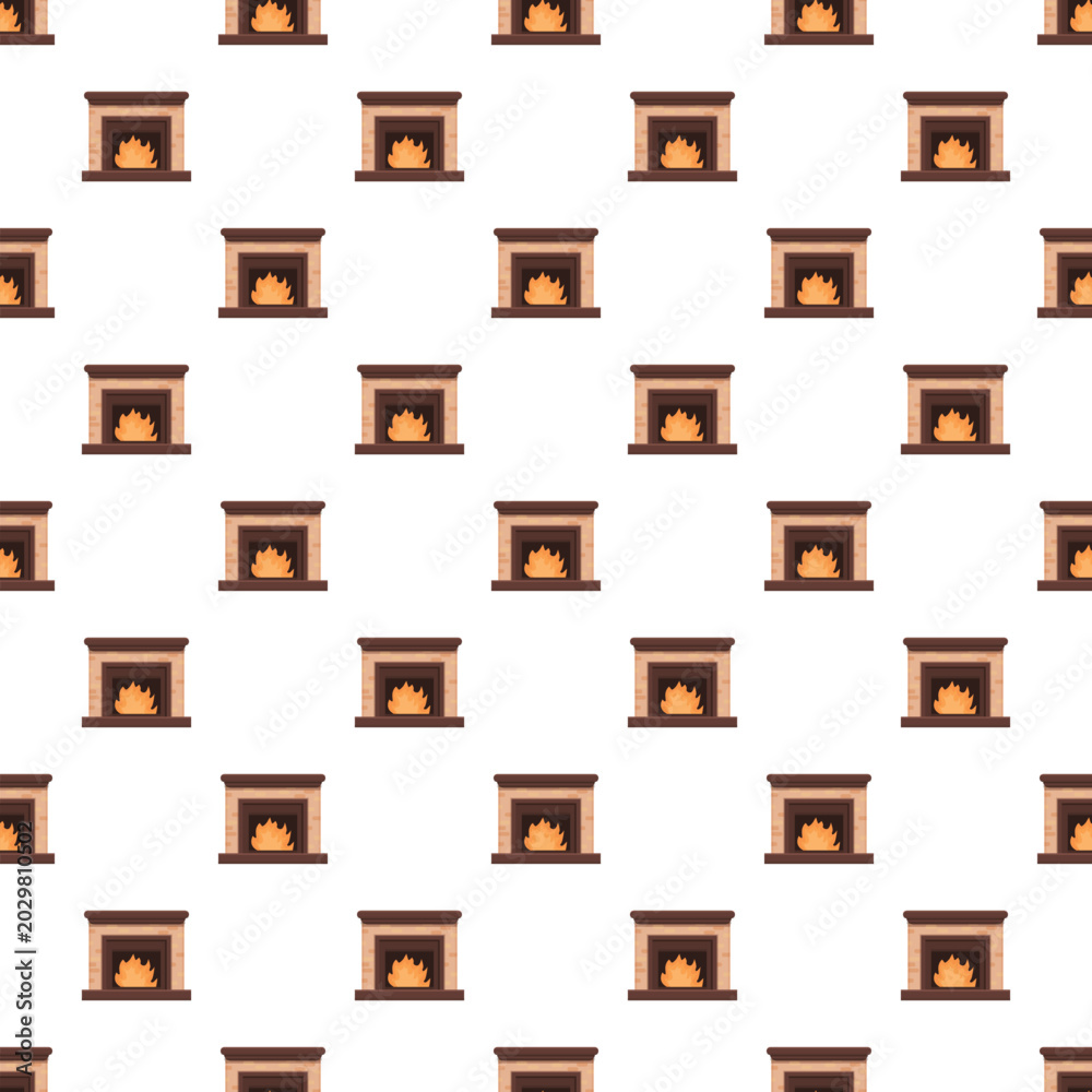Fototapeta premium Fireplace hearths with burning flames repeating across an illustration