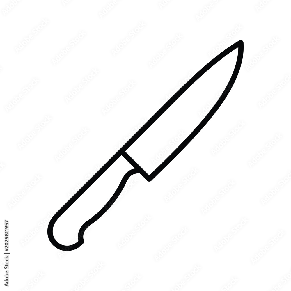 Fototapeta premium A black line of a kitchen knife utensil tool cooking