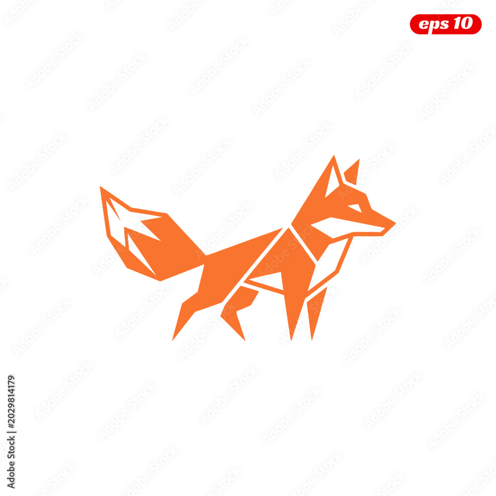 Fototapeta premium Geometric Origami Fox Illustration.