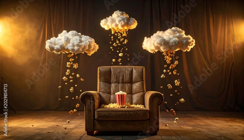 Popcorn Clouds Rain Snacks Onto Armchair