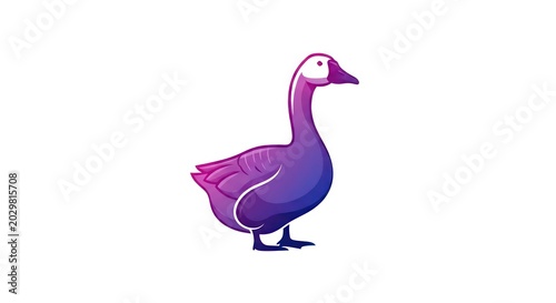 Purple and blue gradient goose logo on white background
