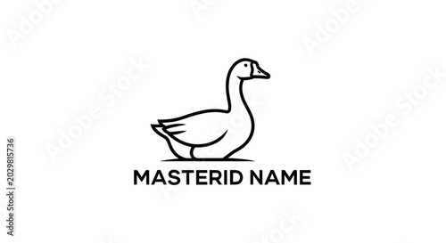 Minimalist line art goose logo with placeholder text