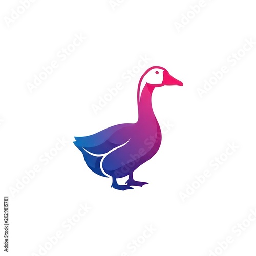Modern purple gradient goose illustration for branding