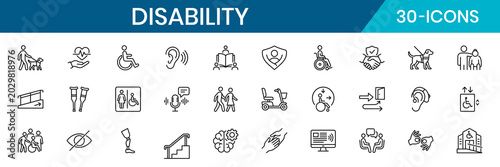 Wheelchair Accessibility Thin Line Icon Set