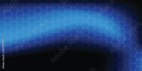 Abstract fluid blue neon wave with geometric polygon pattern dynamic background