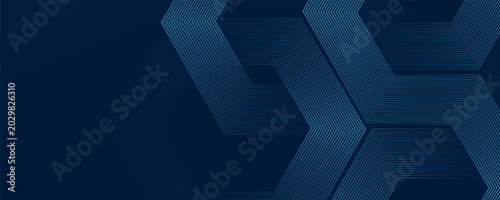Abstract blue technology background. Shiny blue arrow lines pattern. Futuristic tech concept. Suit for business, corporate, website, presentation, banner, cover, flyer