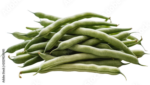 Obraz na plátně Pile of fresh green string beans, isolated on transparent background