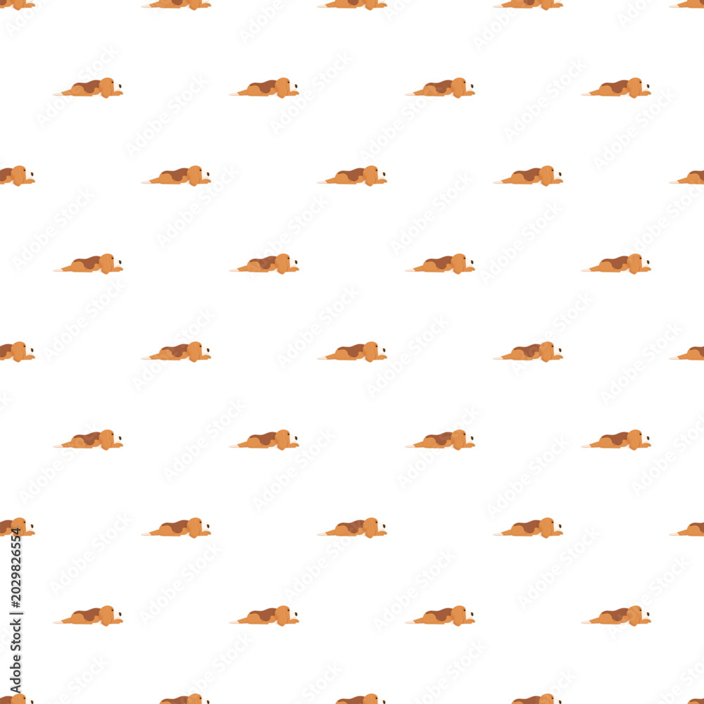 Fototapeta premium Puppy beagle dog sleeping on a white background creating a seamless pattern