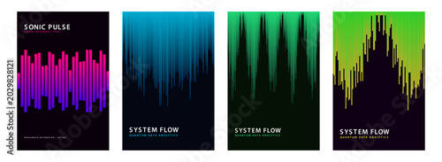 System Flow Audio Frequency Abstract Vertical Posters Set Gradient Data Visualization