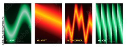 Bild auf Leinwand Abstract Gradient Line Art Poster Set Fluidity Velocity Interference Modern Digi