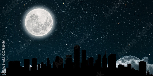 starry night background, starry sky, night city with stars.