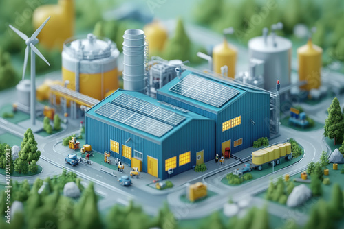 Sustainable Power Plant Using Wind and Solar in 3D Style