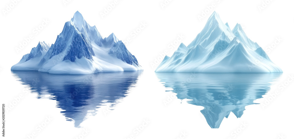 Fototapeta premium PNG Majestic icebergs reflecting water on transparent background