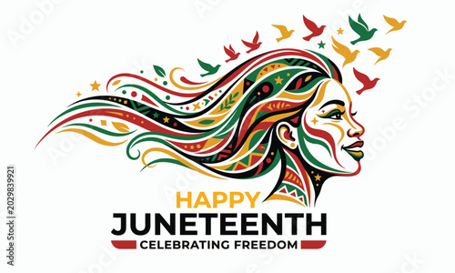 Happy juneteenth celebrating freedom day illustration