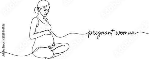 Pregnant Woman Continuous One Line Drawing Vector Illustration – Minimalist Hand Drawn Motherhood Concept