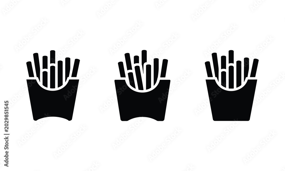 Fototapeta premium French fries icons set isolated on white background simple design graphic.