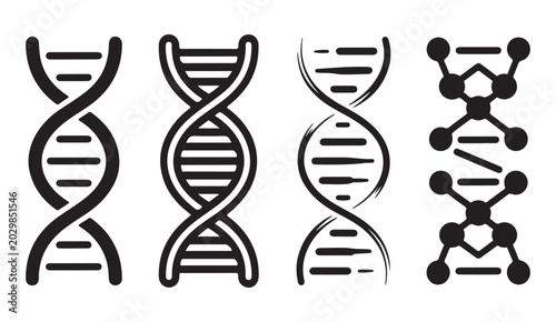 Four dna helix styles with different artistic designs