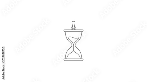 Hourglass outline icon, symbol of time passing, countdown, deadline, isolated on white.