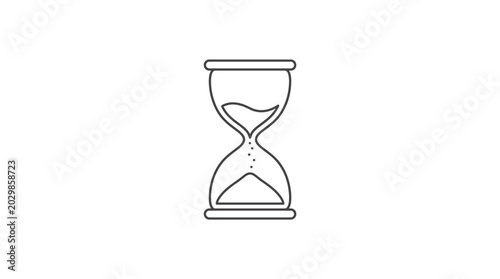 Hourglass Icon - Time Passing Concept, Minimalist Line Art