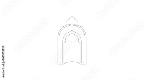 Islamic Archway Silhouette, Traditional Mosque Entrance, Geometric Pattern Design