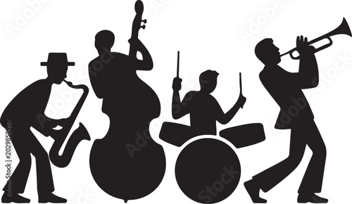 Photography Silhouette of a Jazz Band Performing music musicians