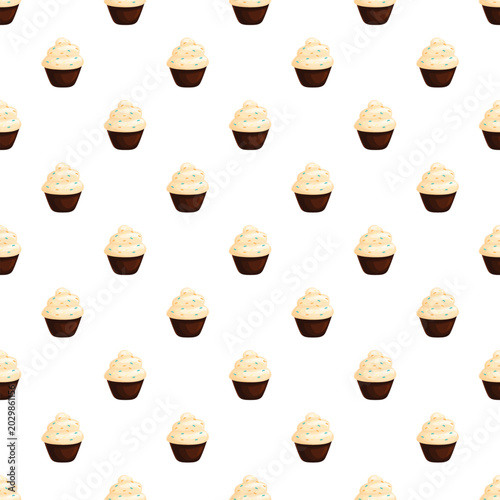 Konstfotografi Repeating cupcakes with frosting and sprinkles in a sweet dessert background