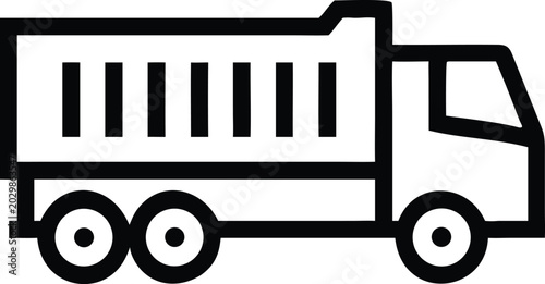 Photos Outline illustration of a heavy duty dump truck used for construction and transp