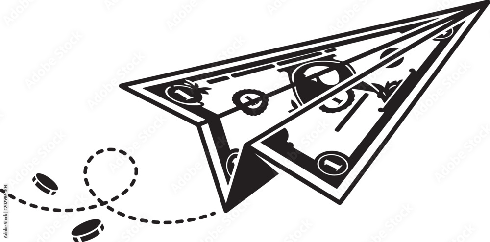Obraz premium Folded dollar bill origami paper boat vector icon for financial stability wealth preservation shipping trade marine commerce economic navigation and corporate cash flow concepts