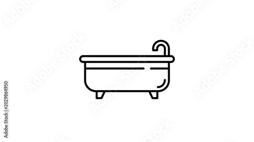 Bild auf Leinwand Minimalist Bathtub Icon, Outline Vector Illustration