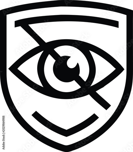 Photos Privacy shield icon with a crossed eye representing hidden content or restricted