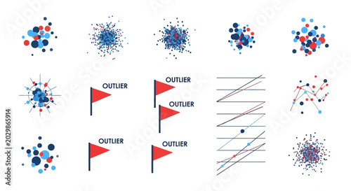 Data Outliers and Anomalies Visualization Icons