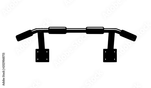 Foto A modern cartoon vector illustration of a wall-mounted pull-up bar designed for upper body strength exercises, isolated on a solid white background