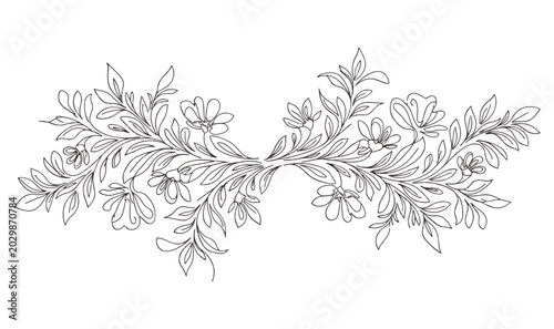 Foto Premium Symmetrical Floral Vine Header - Elegant Minimalist Blossom Divider Vign
