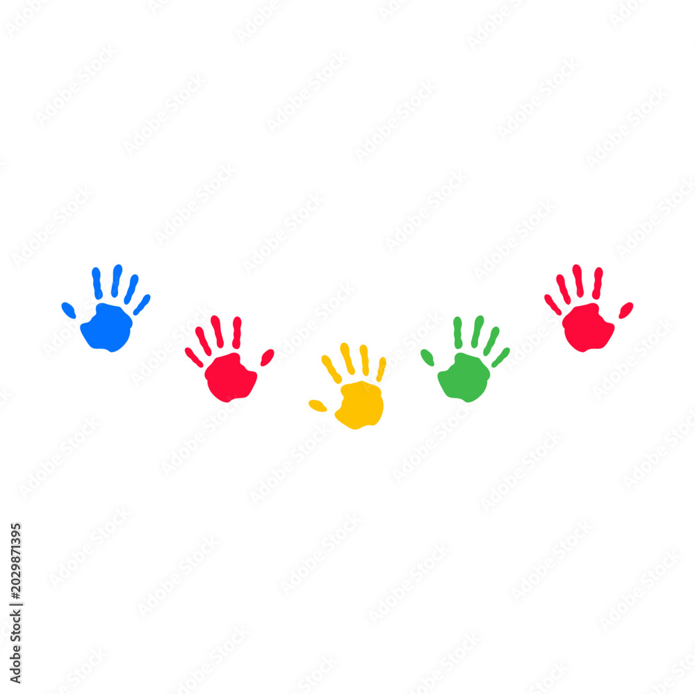 Fototapeta premium Autism Awareness Day with Colorful Hands. Vector illustration.