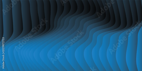 Tablou pe pânză Abstract shiny blue liquid wave background with dark stripes effect