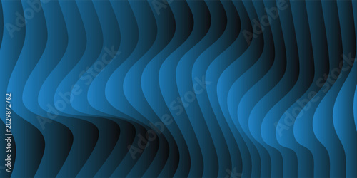 Cuadro en lienzo Abstract shiny blue liquid wave background with dark stripes effect