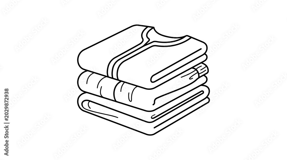 Εκτύπωση καμβά Stack of Folded Clothes Line Art Icon