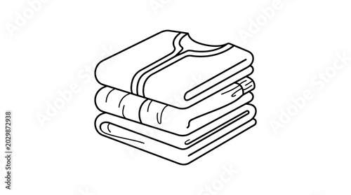 Fotografija Stack of Folded Clothes Line Art Icon
