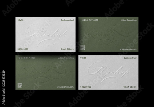 90x50 Business Card Mockup – Debossing Branding Stationery Presentation (PSD)