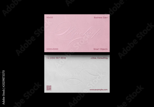 90x50 Business Card Mockup – Embossing Branding Stationery Presentation (PSD)
