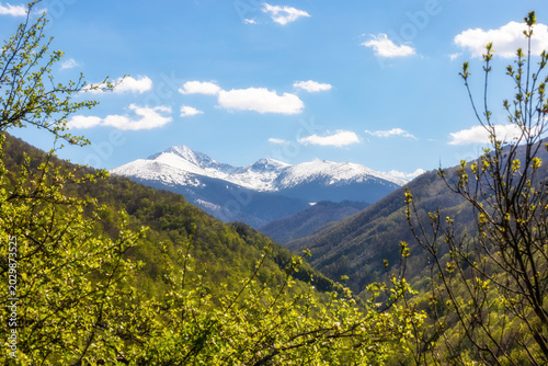 Scenic Mountain Landscape with Green Valley and Clouds