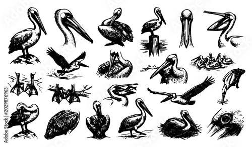 Tableau sur toile pelican, pelican vector, pelican illustration, realistic pelican, detailed bird,