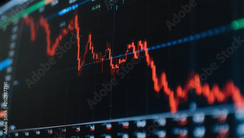 Falling stock market graph with red financial chart