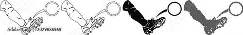 Foto Close up on soccer player's cleated foot kicking ball with ring graphic element